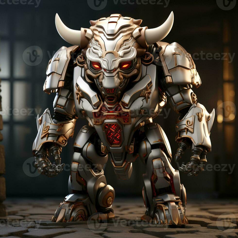 3D cartoon bull robot photo