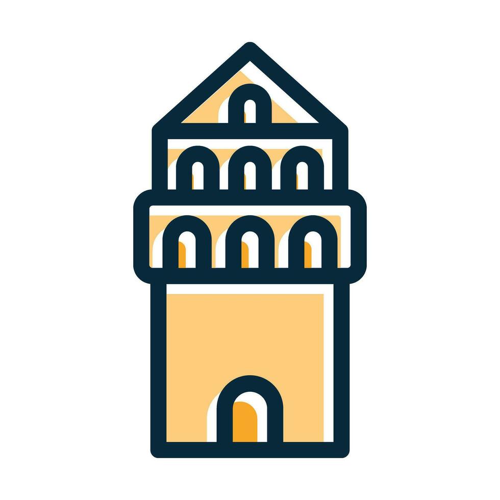Galata Tower Vector Thick Line Filled Dark Colors