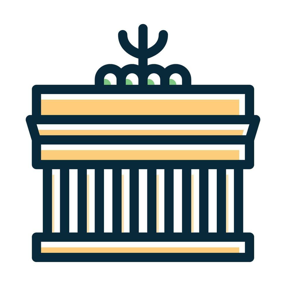 Brandenburg Gate Vector Thick Line Filled Dark Colors