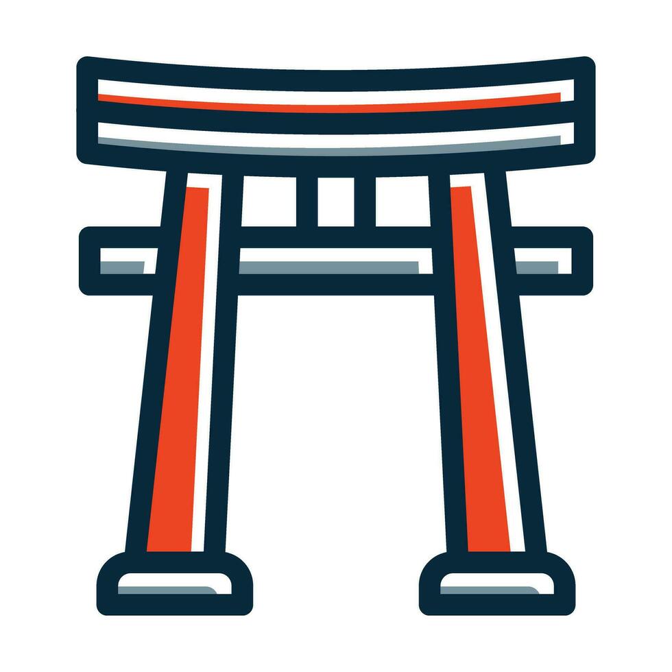 Torii Gate Vector Thick Line Filled Dark Colors