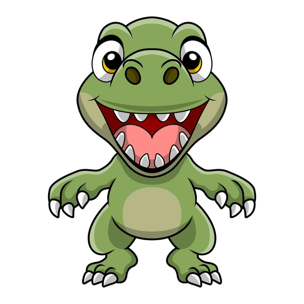 Cute dinosaur cartoon on white background vector