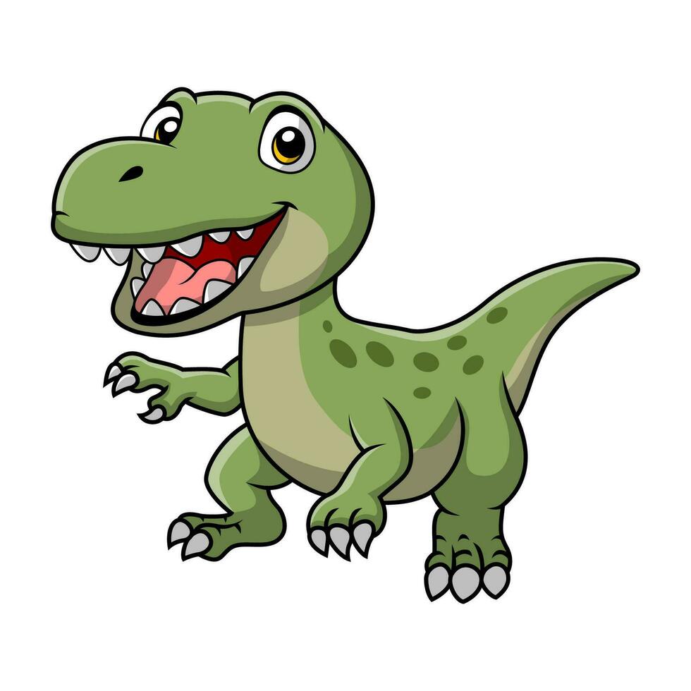 lindo, dinosaurio, caricatura, blanco, plano de fondo vector