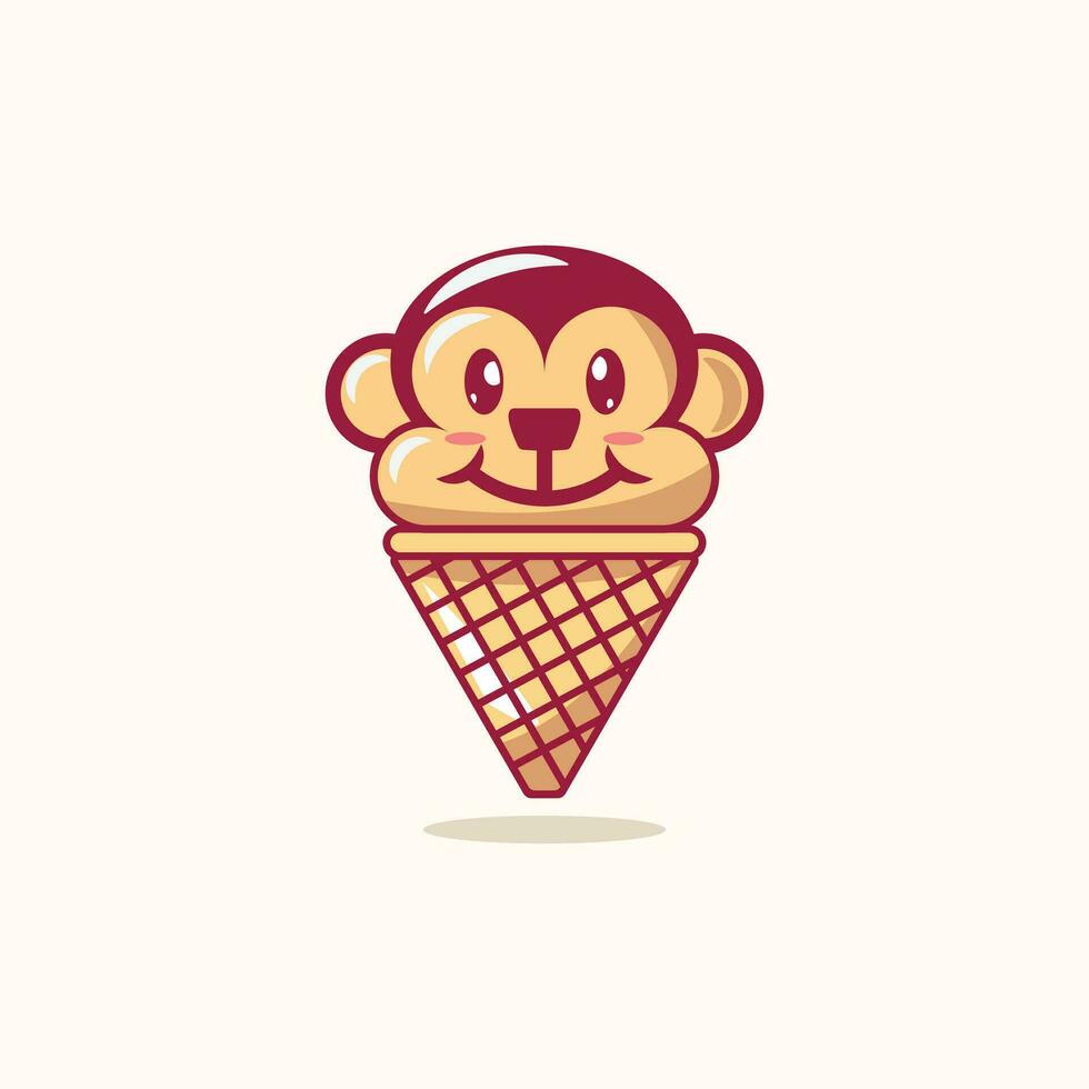 vector Ice Cream Cone Animal cone cute Ice Cream animal cute animal head Ice Cream Clipart eps monkey head