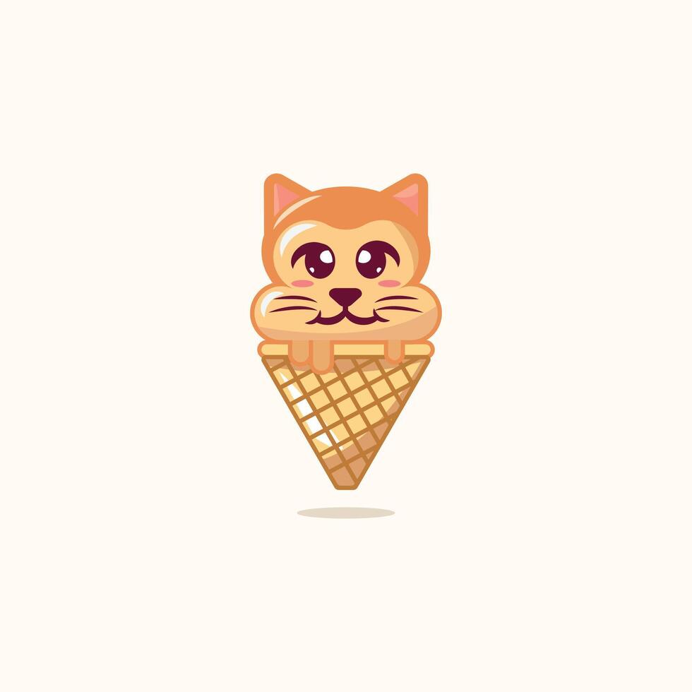 vector Ice Cream Cone Animal cone cute Ice Cream animal cute animal head Ice Cream Clipart eps cat