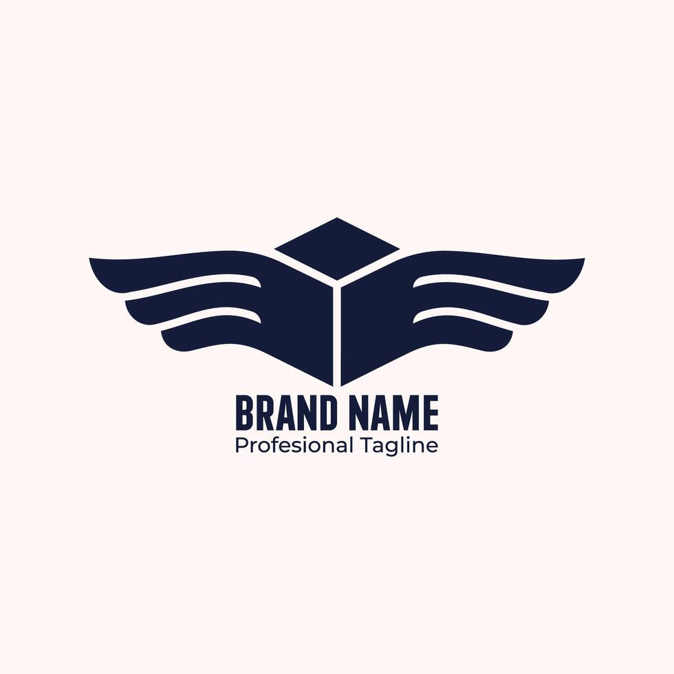 Wings box logistic premium logo design box delivery vector