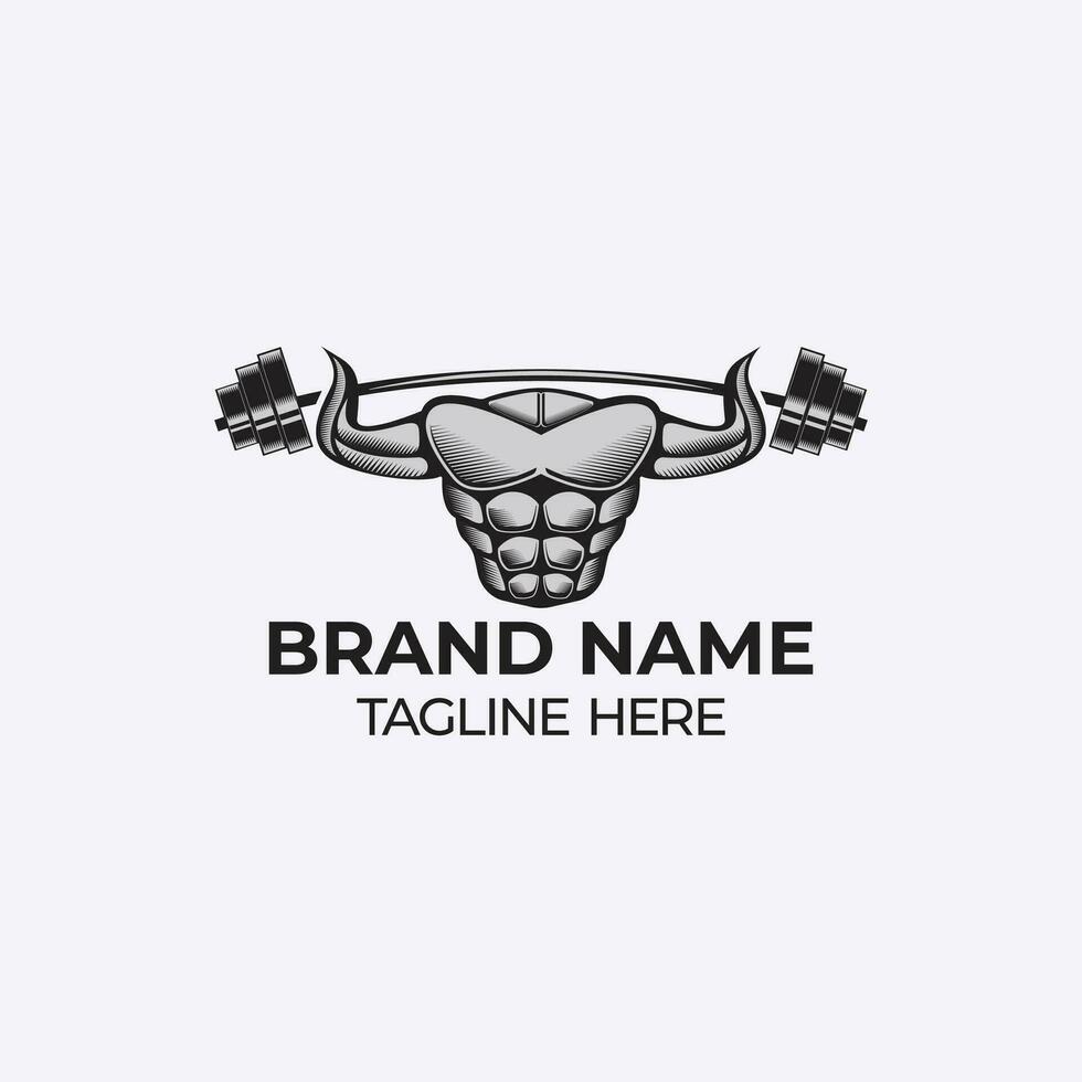 Bull gym horn barbell logo vector