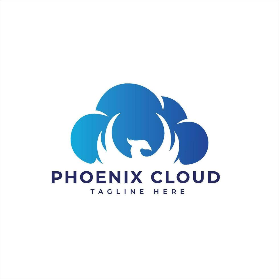 Phoenix cloud creative modern minimal logo design concept vector