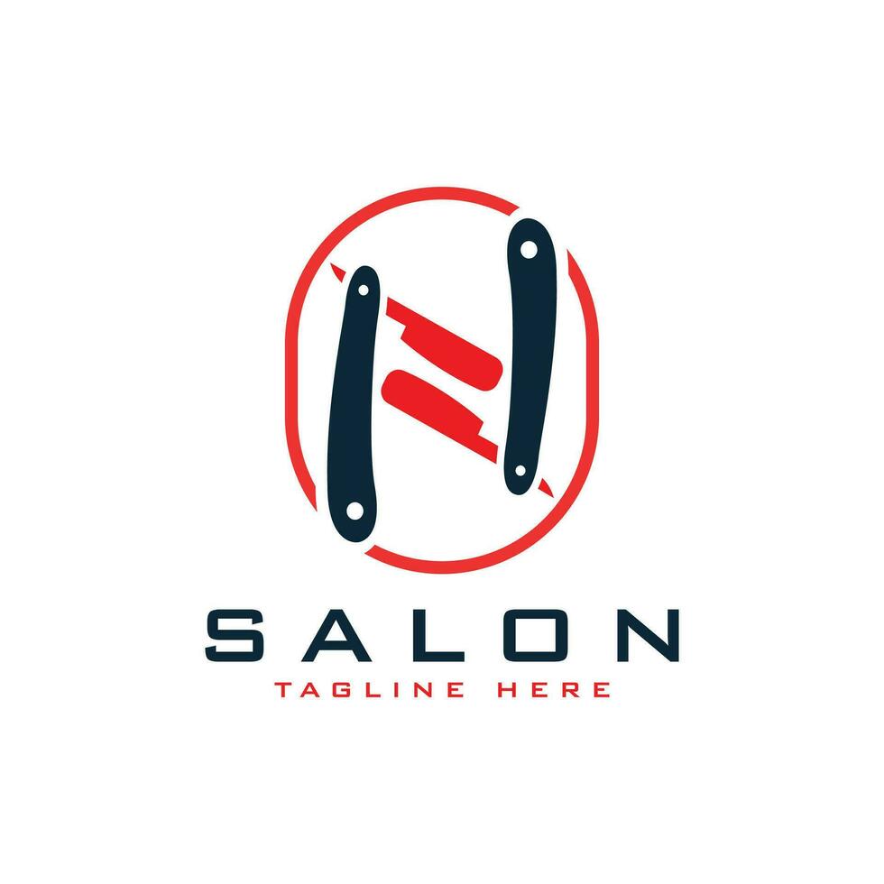 Salon barber shop logo design creative concept mark vector