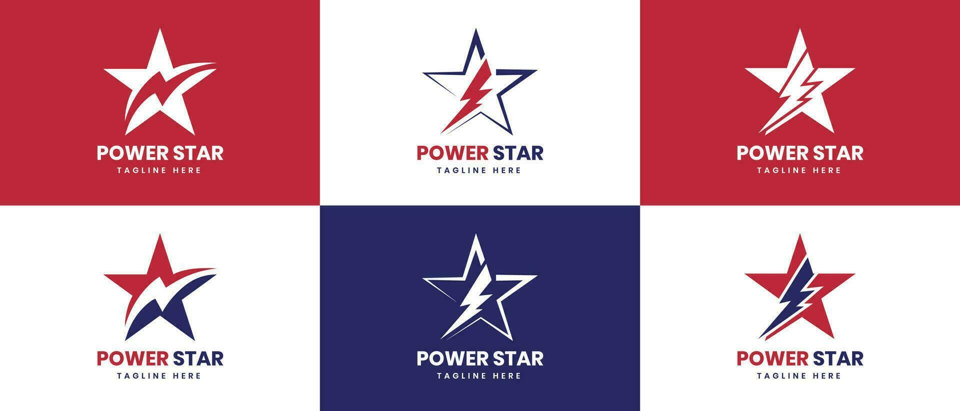 Star and Lightning bolt sign creative logo design collection simple minimal modern concept vector