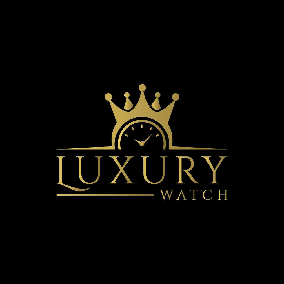 Luxury watch logo design creative and elegant minimal concept vector