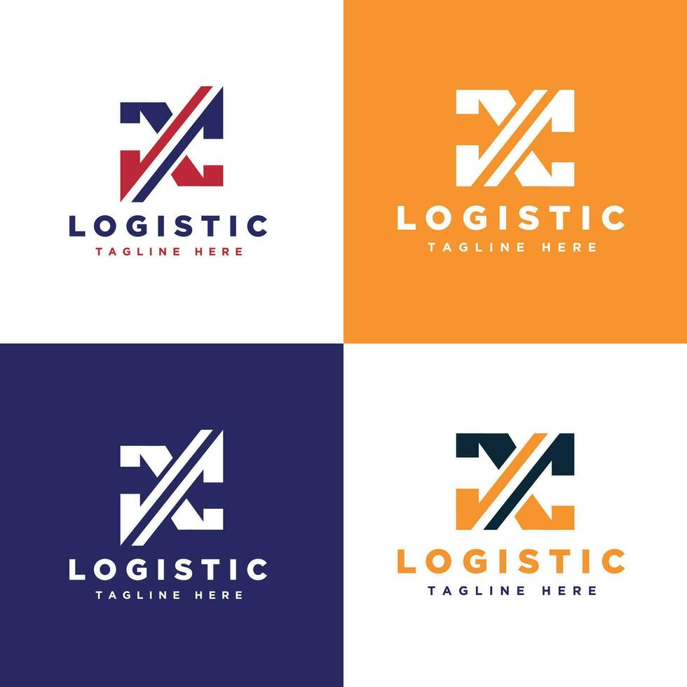 logística exportar importar creativo flecha marca logo diseño moderno concepto vector