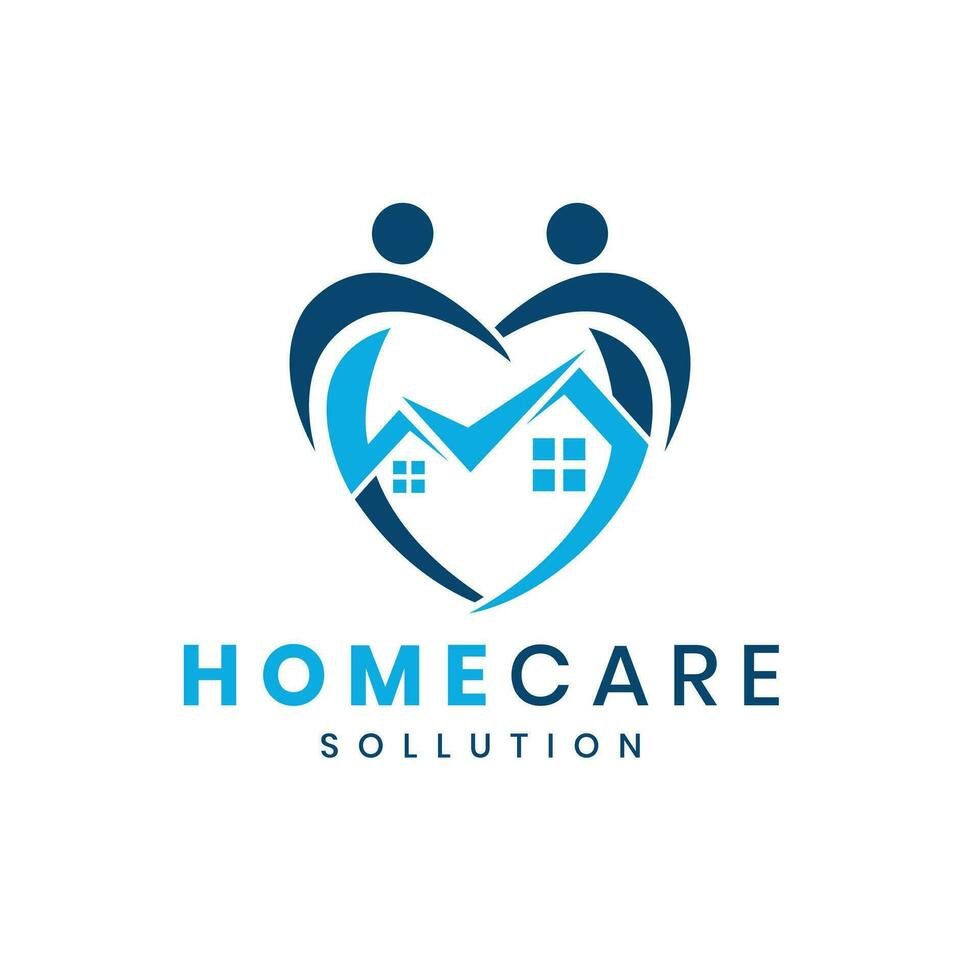 hogar cuidado logo diseño creativo y moderno concepto humano, hogar, gente, casa, corazón forma vector