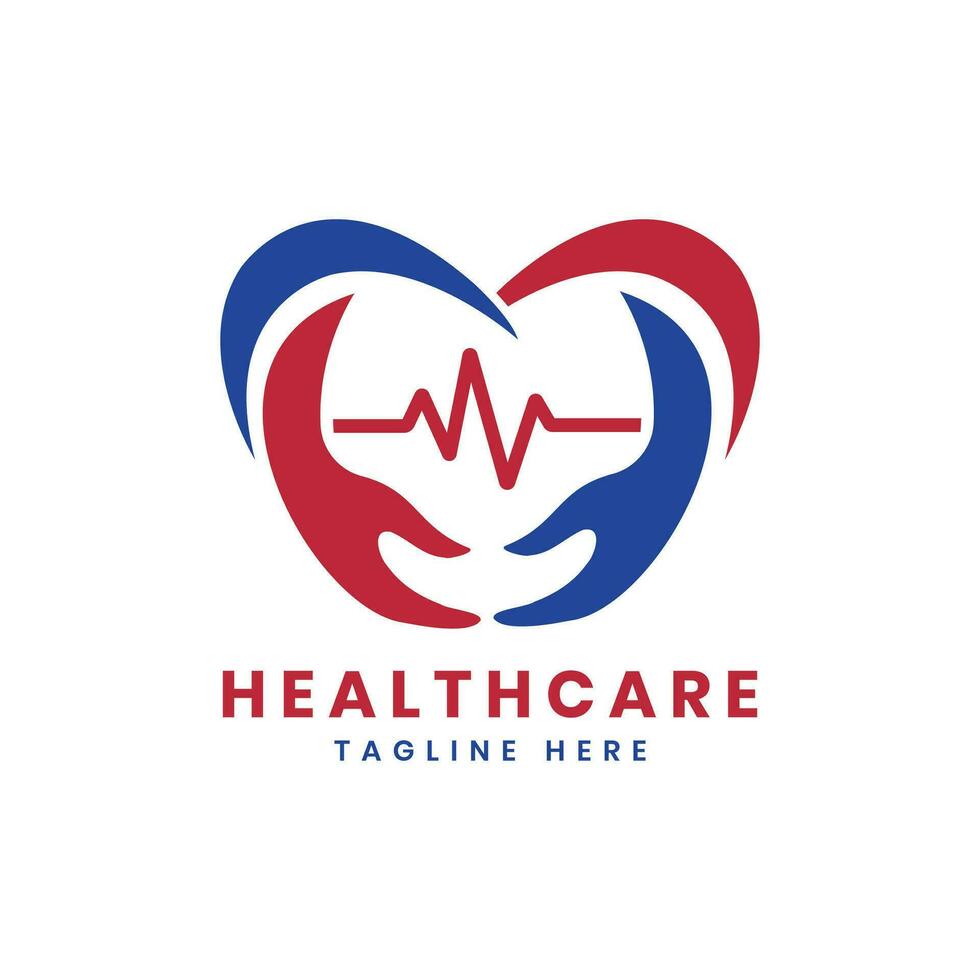 cuidado de la salud logo para cardiología con corazón Velocidad y mano diseño concepto vector