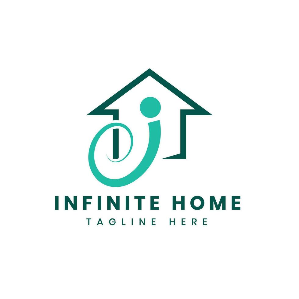 Infinite Home logo design letter i with spiral and home concept vector