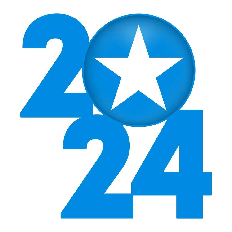 Happy New Year 2024 banner with Somalia flag inside. Vector illustration.