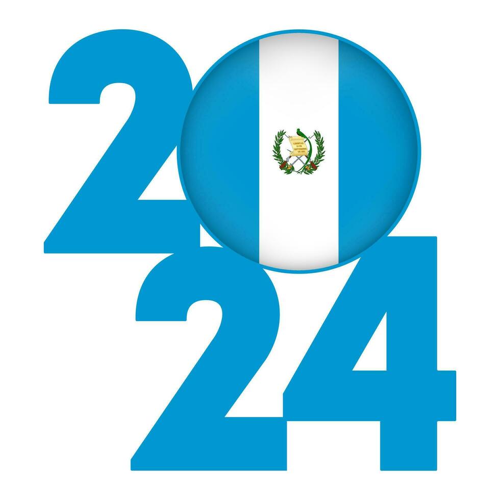 Happy New Year 2024 banner with Guatemala flag inside. Vector illustration.