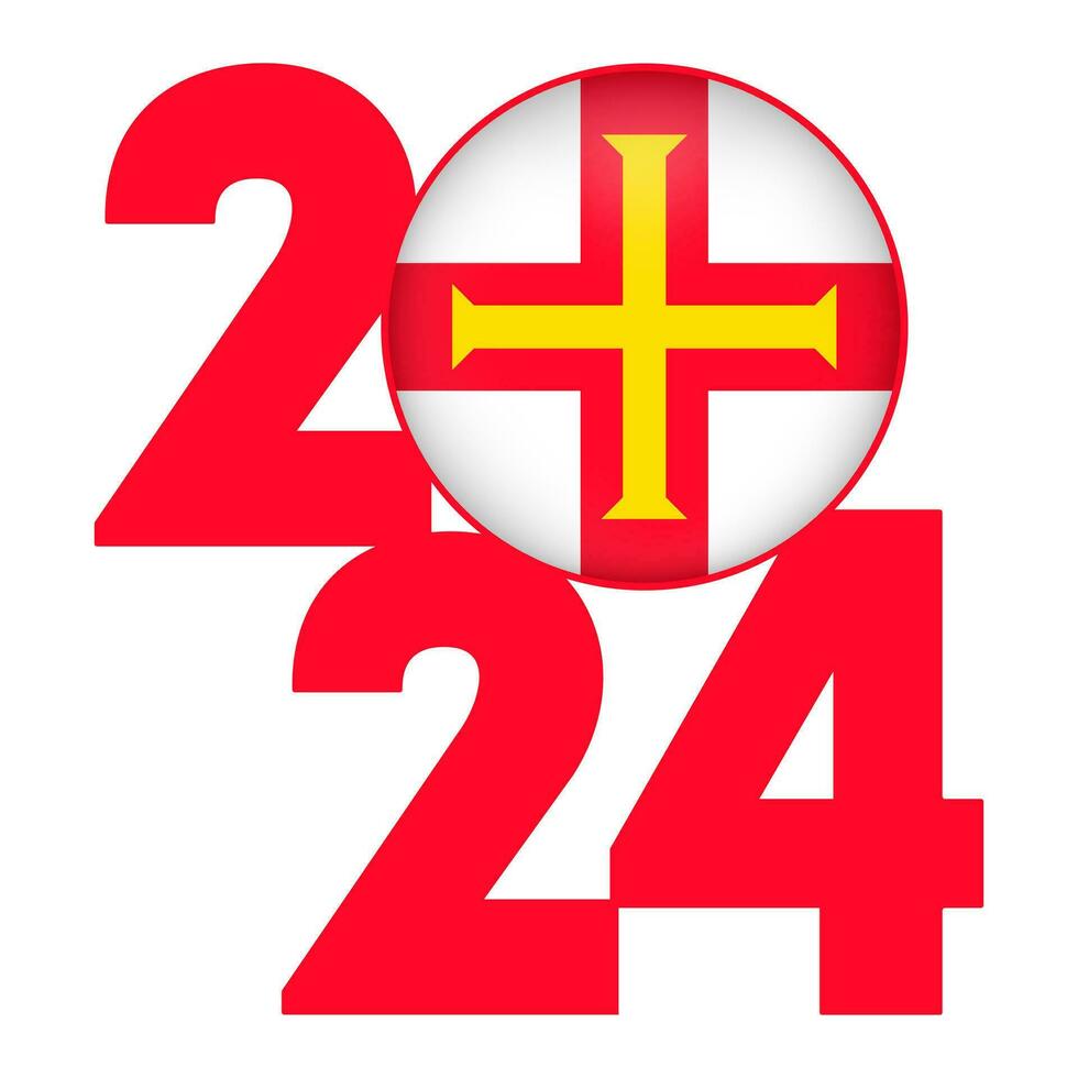 contento nuevo año 2024 bandera con guernsey bandera adentro. vector ilustración.