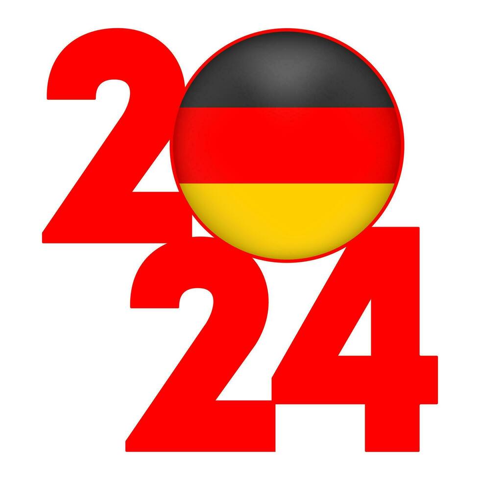 contento nuevo año 2024 bandera con Alemania bandera adentro. vector ilustración.