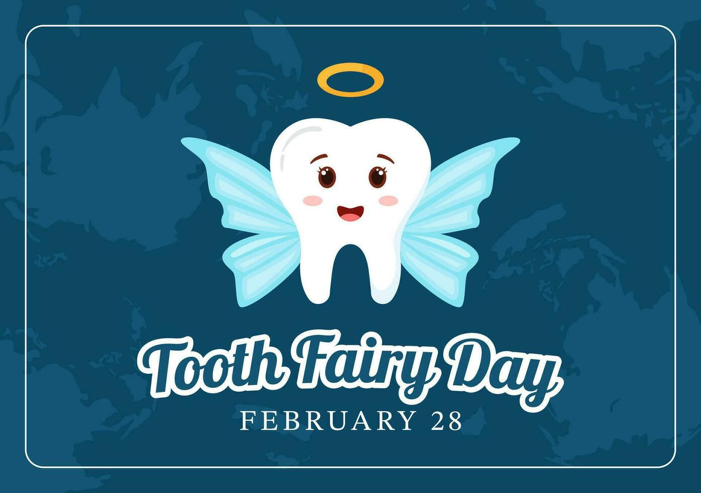 nacional diente hada día vector ilustración con pequeño niña a ayuda niños para dental tratamiento ajuste en plano dibujos animados antecedentes diseño