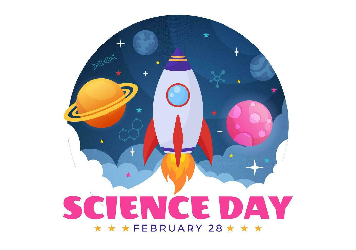 National Science Day Vector Illustration on February 28 Related to Chemical Liquid, Scientific, Medical and Research in Flat Cartoon Background