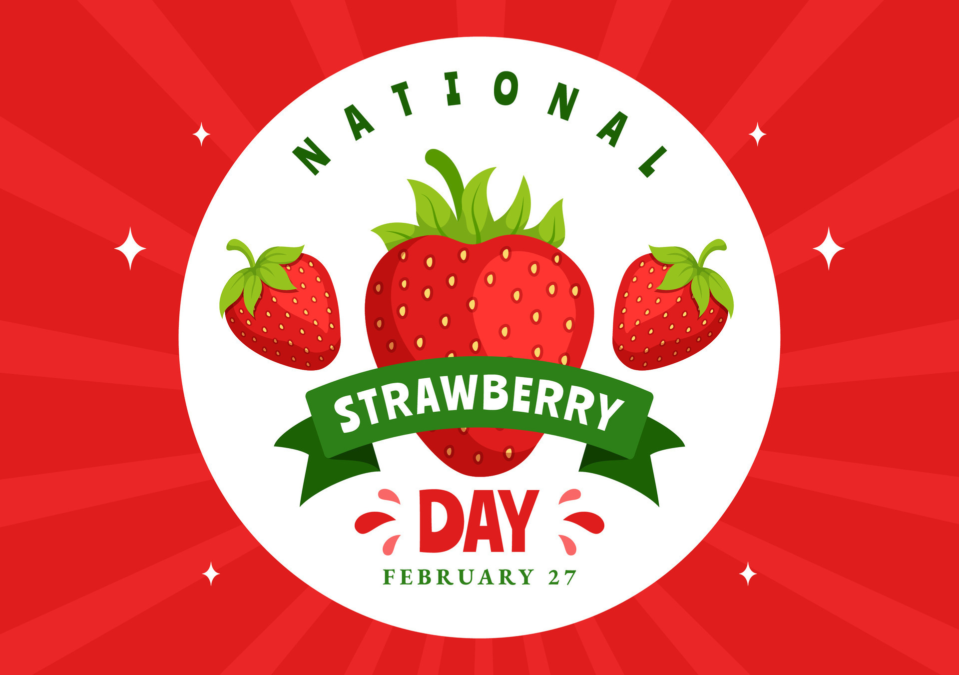 National Strawberry Day Vector Illustration on February 27 to Celebrate