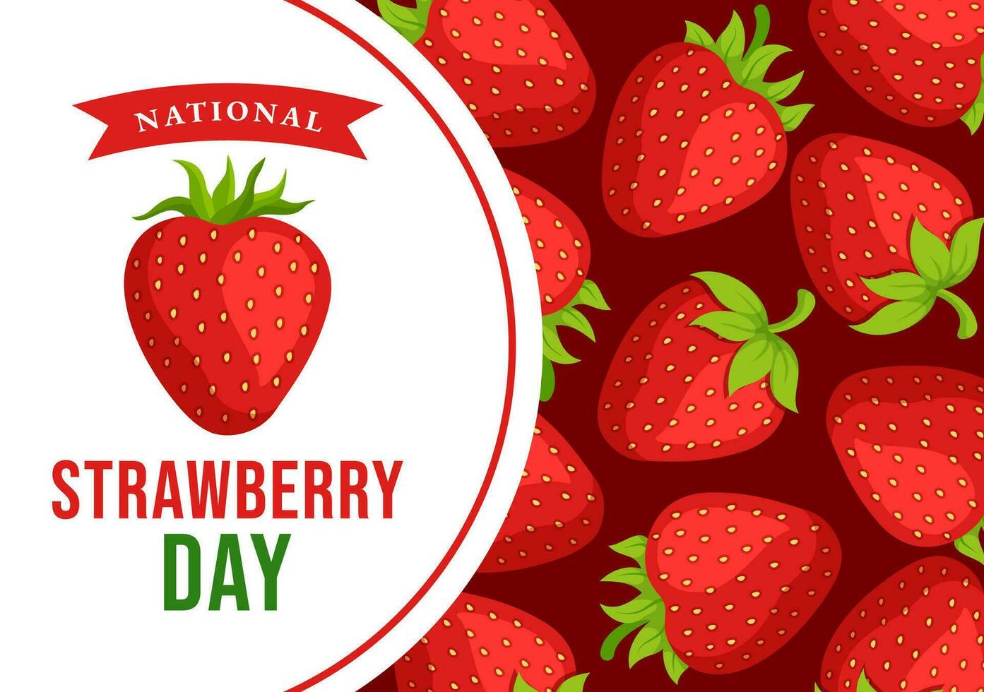 National Strawberry Day Vector Illustration on February 27 to Celebrate the Sweet Little Red Fruit in Flat Cartoon Background Design
