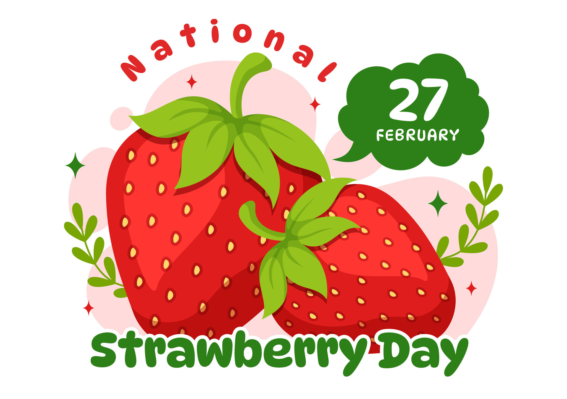 National Strawberry Day Vector Illustration on February 27 to Celebrate