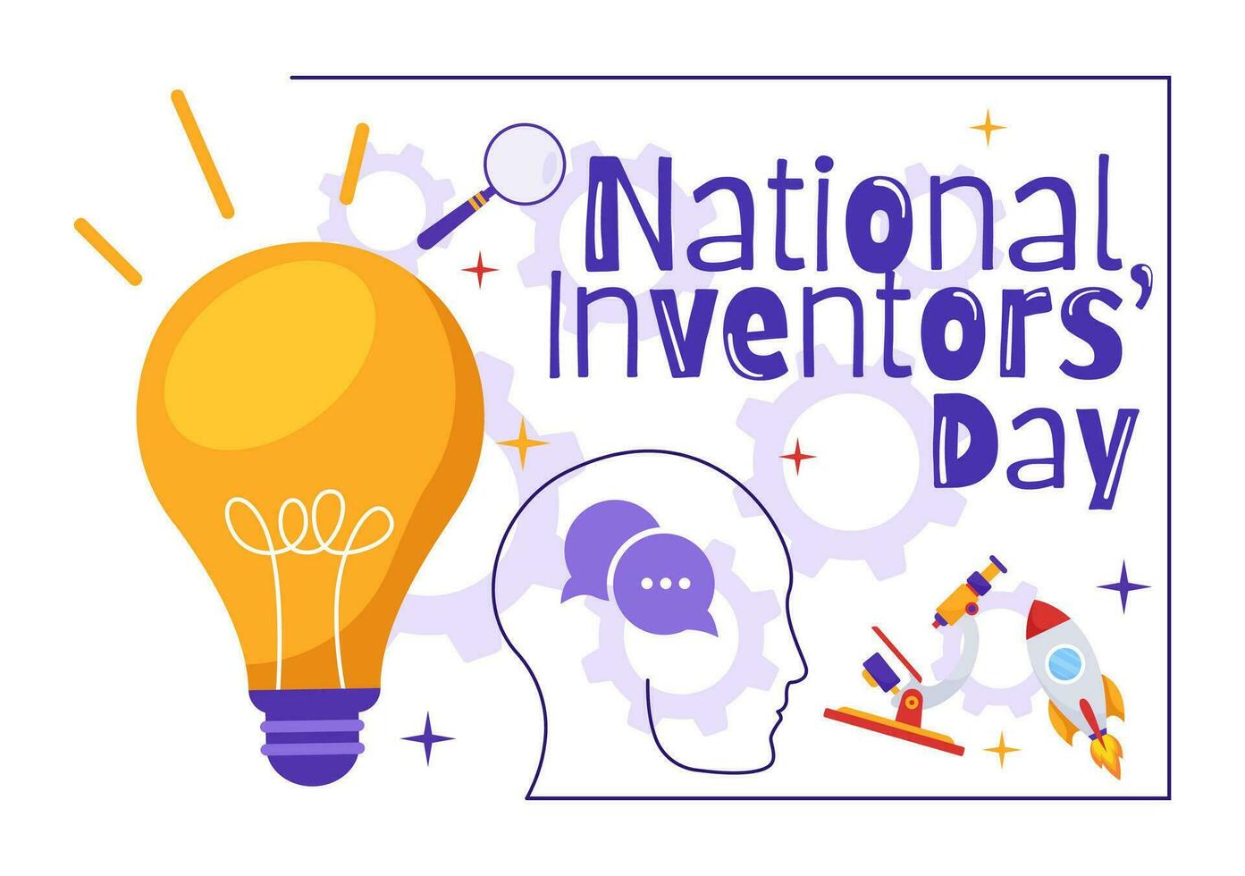 National Inventors Day Vector Illustration on February 11 Celebration of Genius Innovation to Honor Creator of Science in Flat Cartoon Background