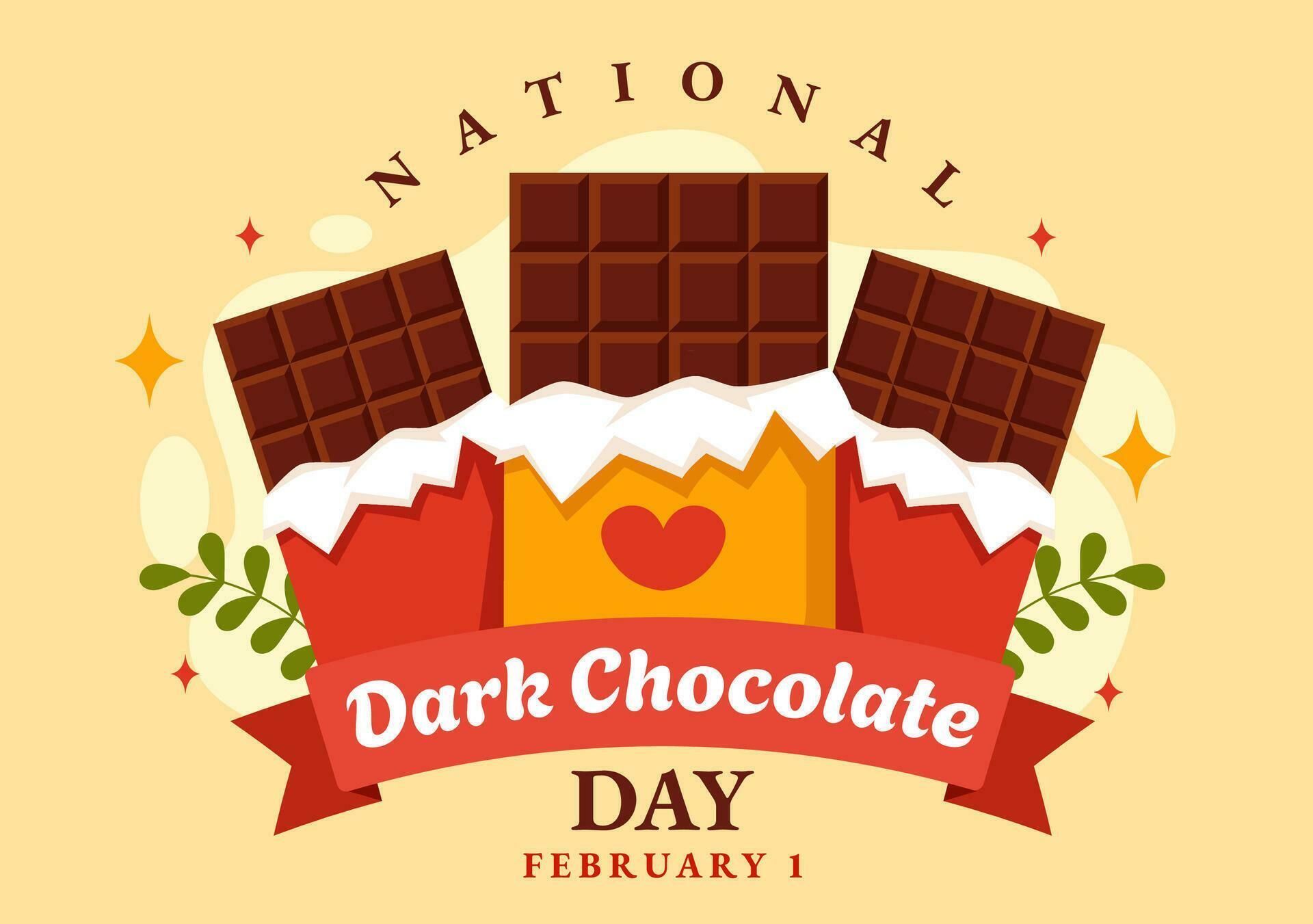 National Dark Chocolate Day Vector Illustration On February 1st for the