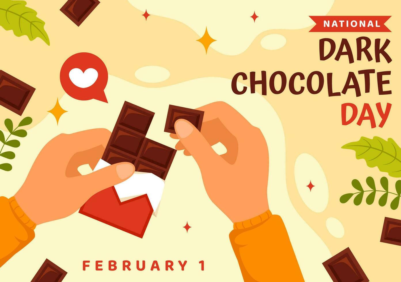 National Dark Chocolate Day Vector Illustration On February 1st for the Health and Happiness That Choco Brings in Flat Cartoon Background Design