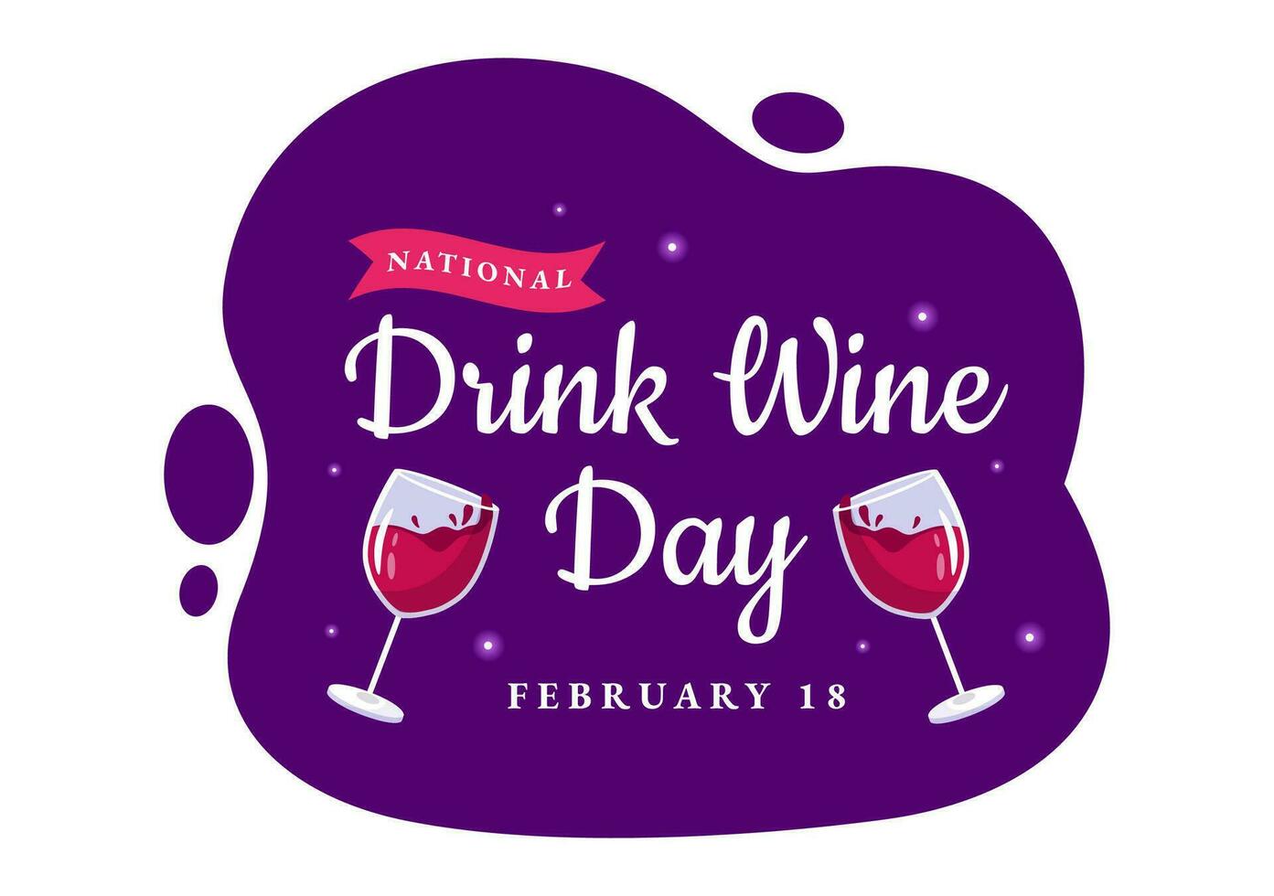 National Drink Wine Day Vector Illustration on February 18 with Glass of Grapes and Bottle in Flat Cartoon Purple Background Design