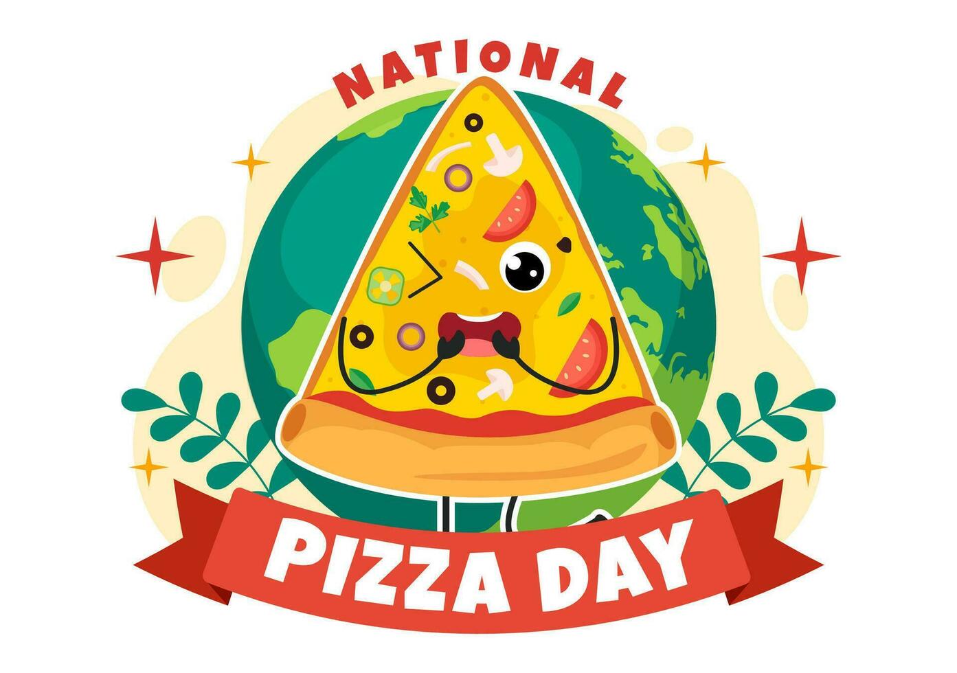 National Pizza Day Vector Illustration on February 9 with Various