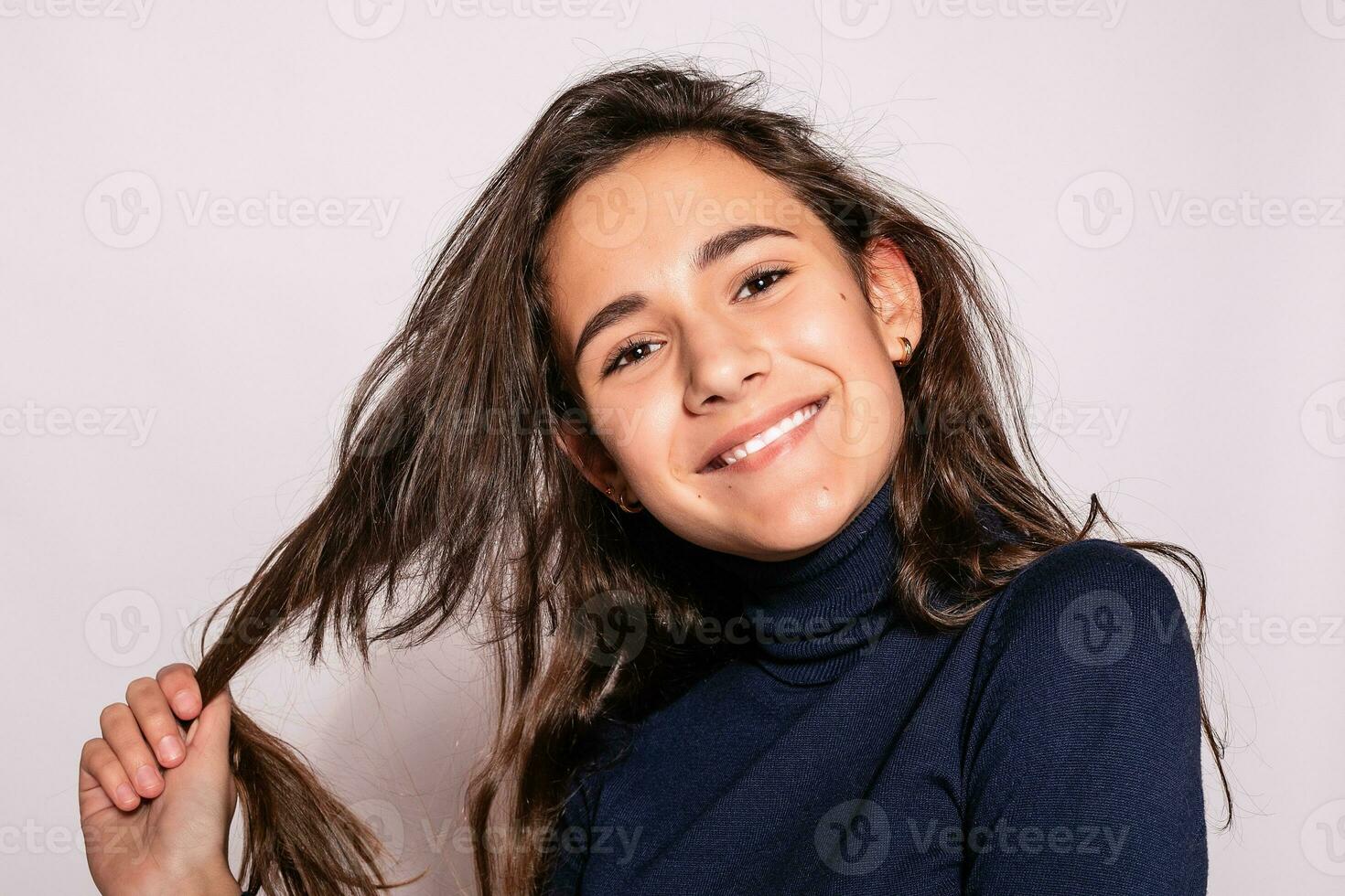 Photo of positive young nice woman in yellow knee-high