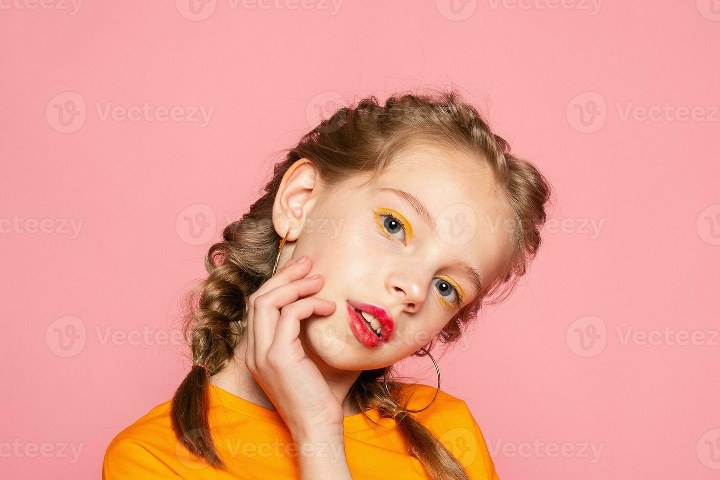 Close-up portrait of her she nice-looking attractive lovely sweet photo