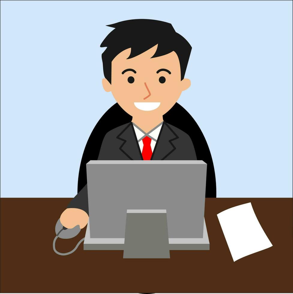 businessman working on laptop vector