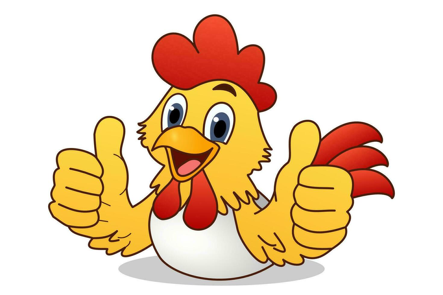 Chicken Logo Cartoon Character. A funny Cartoon Rooster chicken giving a thumbs up vector