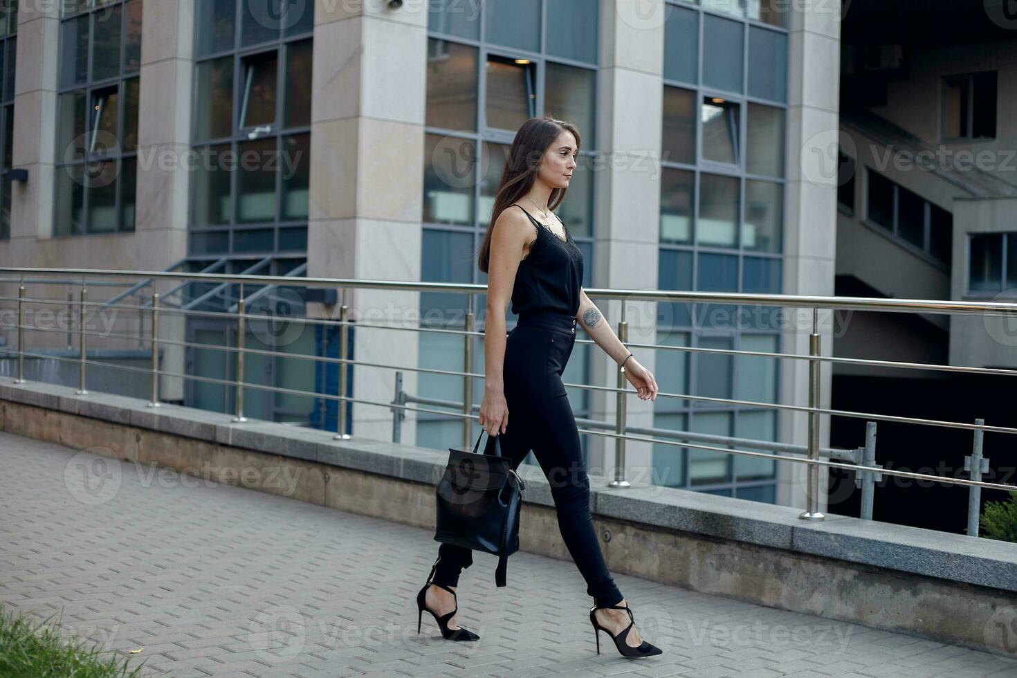 Modern business woman in the office with copy space photo
