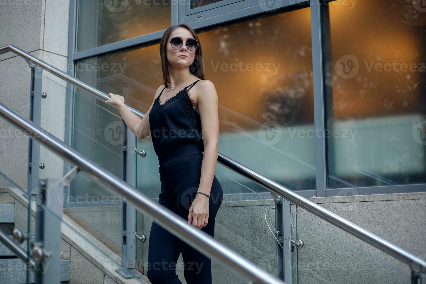 Modern business woman in the office with copy space photo