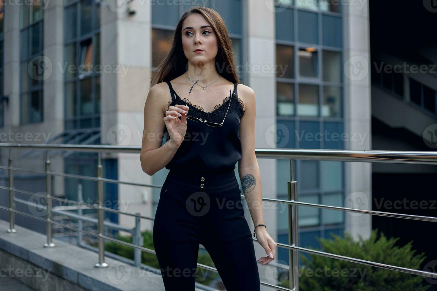 Modern business woman in the office with copy space photo