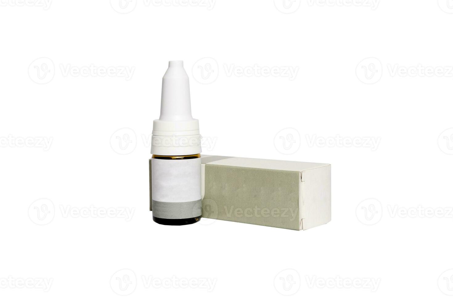Medicine bottle and package isolated on white background photo