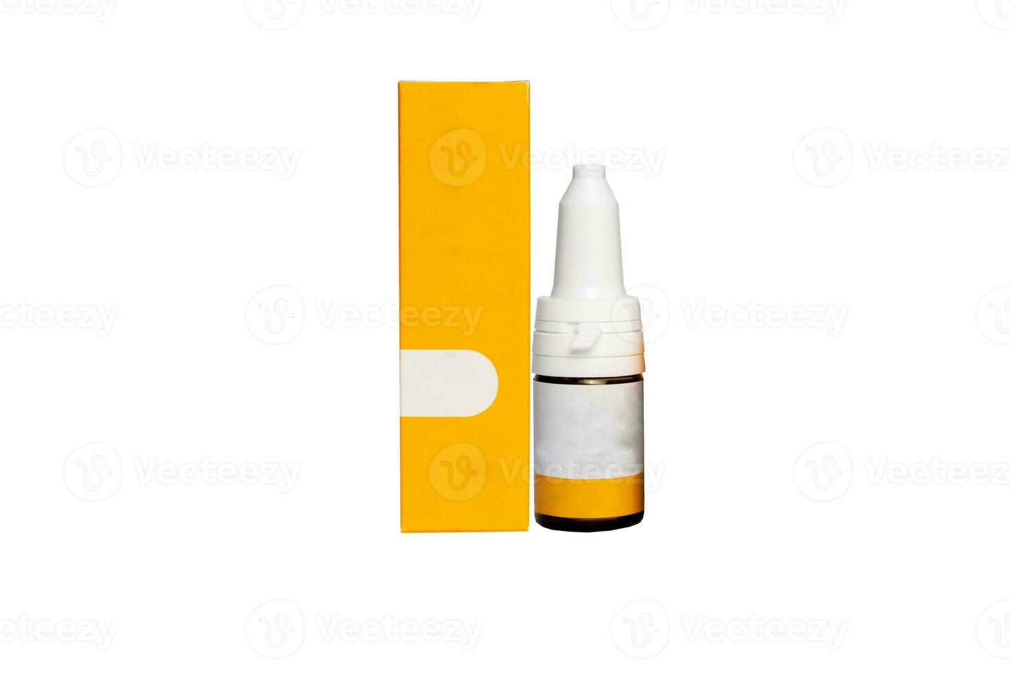 Medicine bottle and package isolated on white background photo