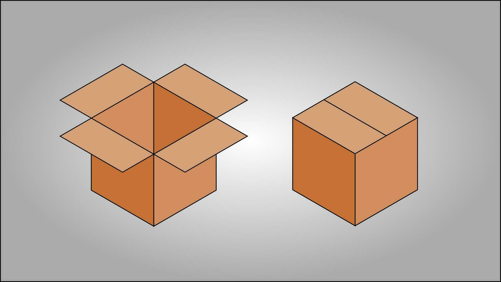 Open Cardboard Boxes and Closed Cardboard Boxes Vector