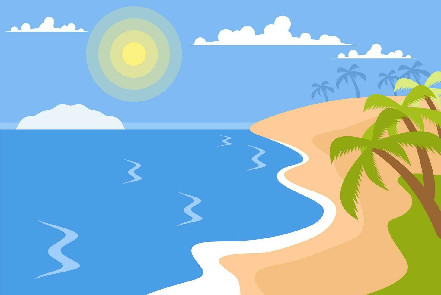 Tropical landscape with trees and sea vector
