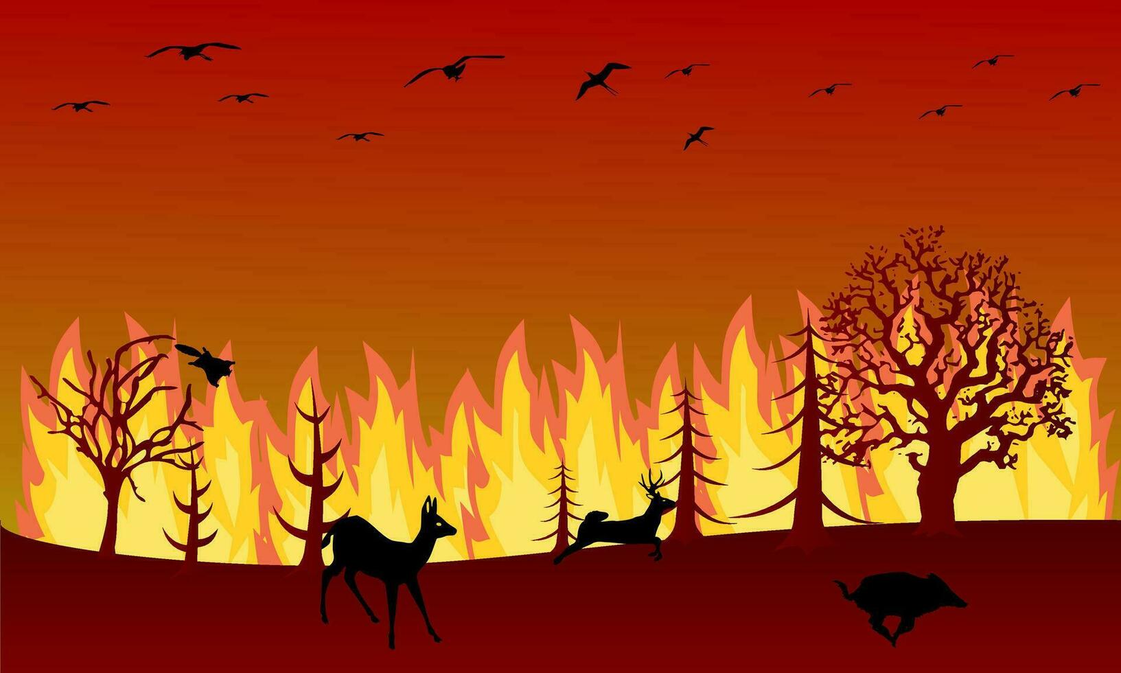 fire in the wilderness - forest fires vector