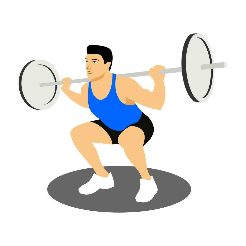 Weightlifter lifts big barbell isolated white background vector