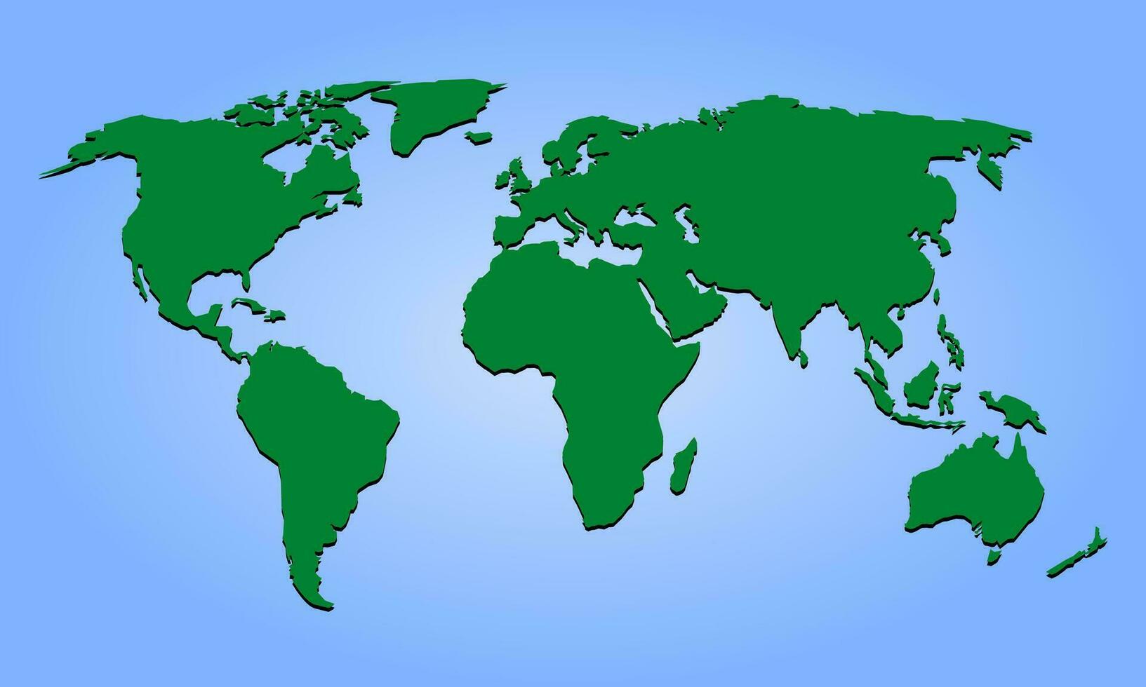 world map illustration - green land with blue sea as background vector