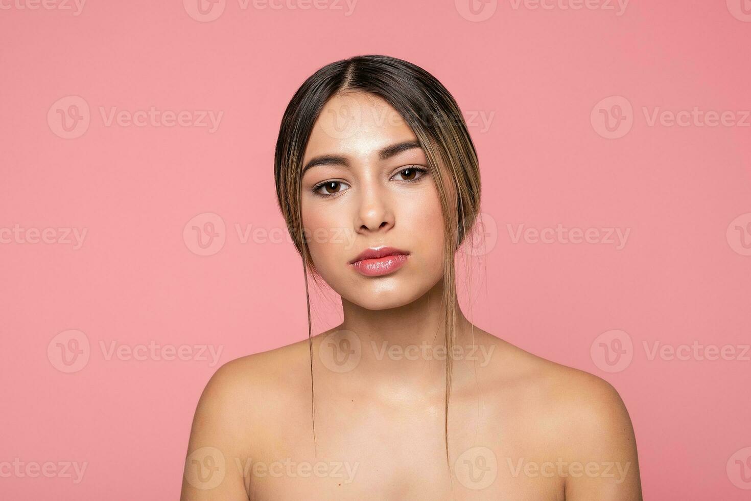 Beauty Woman Face. Closeup Of Beautiful Young Female Model photo