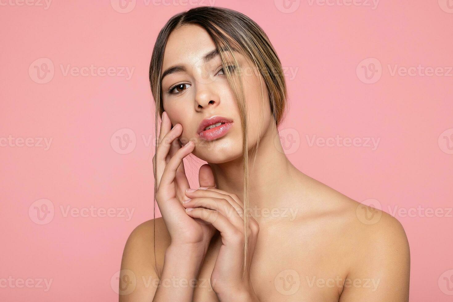 Beauty Woman Face. Closeup Of Beautiful Young Female Model photo