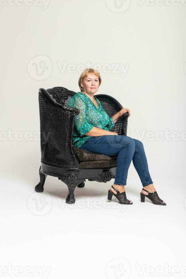 Full relaxation of pleasant delighted positive woman photo