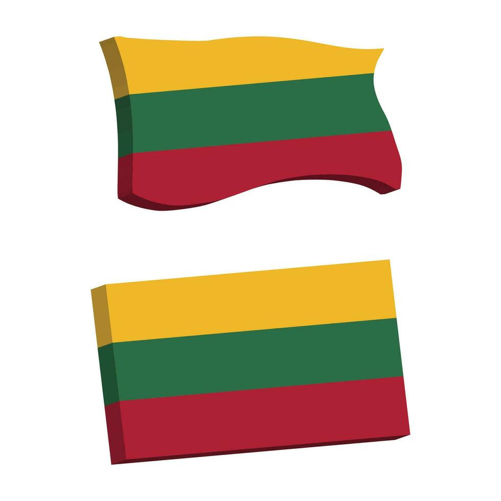 Lithuania Flag 3d shape vector illustration